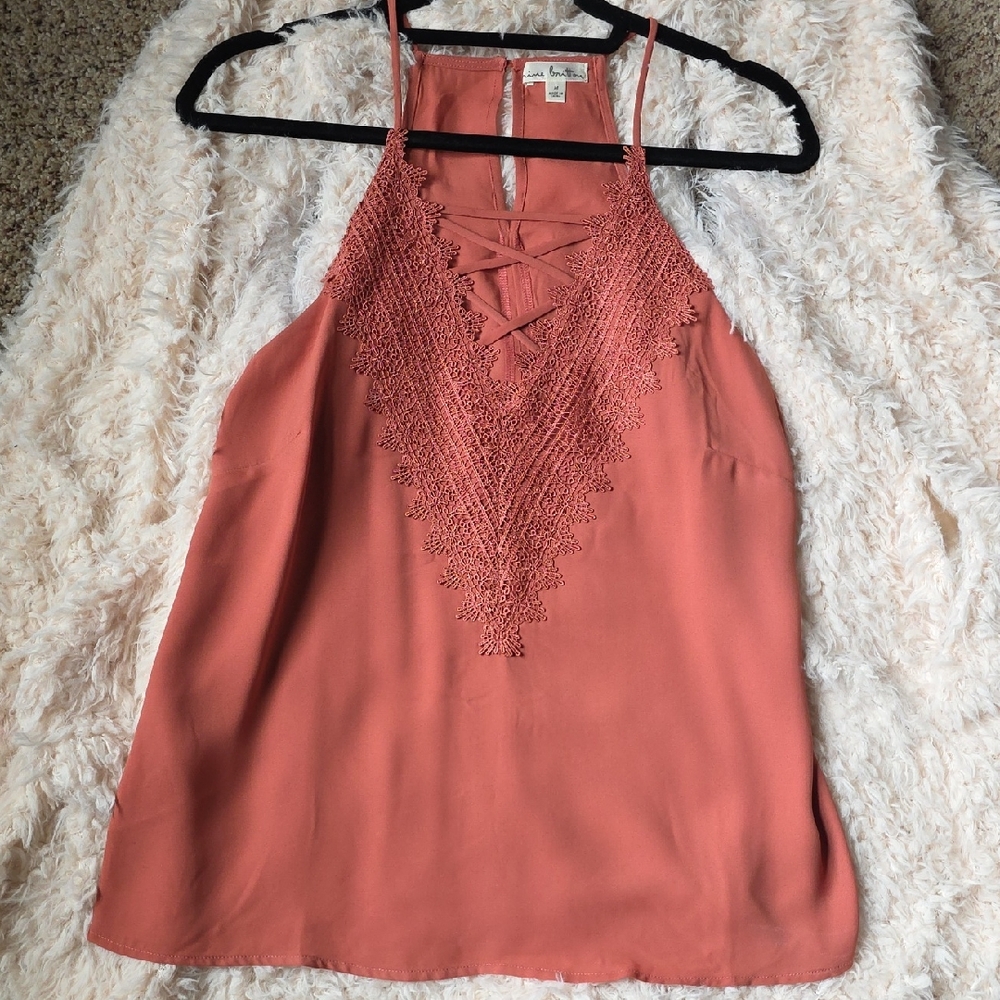 nine britton Lace-Trim Halter Camisole in Rust